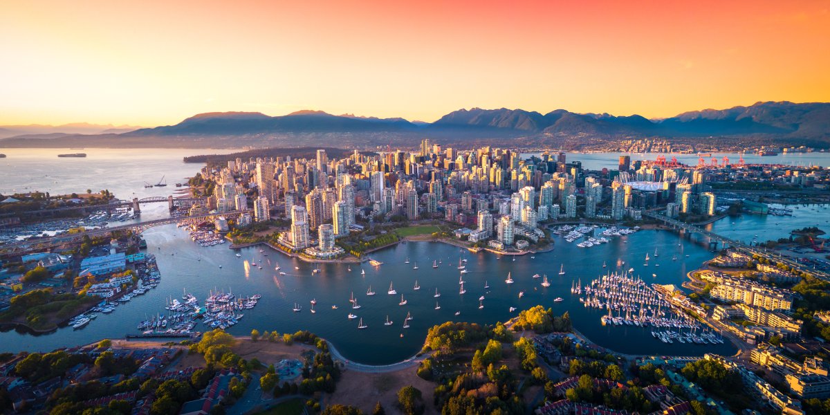 Vancouver skyline at dusk